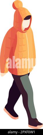 One person walking in winter with jacket Stock Vector