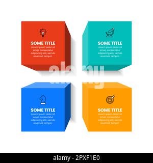Infographic template with icons and 4 options or steps. 3d Cubes. Can be used for workflow layout, diagram, banner, webdesign. Vector illustration Stock Vector