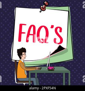 Inspiration showing sign Faq's, Word for list of questions and answers relating to a particular subject Stock Photo