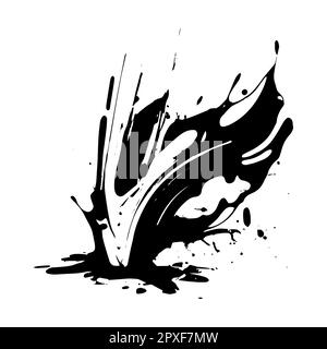 Smears, blots of black paint on a white background, dark colors - Vector illustration Stock Photo