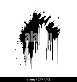 Smears, blots of black paint on a white background, dark colors - Vector illustration Stock Photo