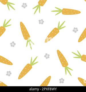 Seamless pattern with carrots and flowers Stock Vector