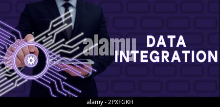 Sign displaying Data Integration, Business overview involves combining data residing in different sources Stock Photo