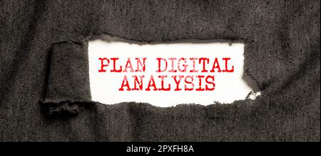 Text caption presenting Plan Digital Analysis, Business concept Analysis of qualitative and quantitative digital data Stock Photo