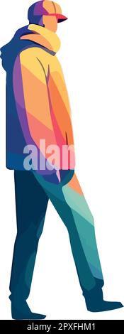 One person walking in winter with jacket Stock Vector