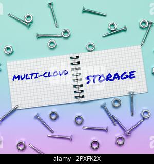Text showing inspiration Multi Cloud Storage, Concept meaning use of multiple cloud computing and storage services Stock Photo