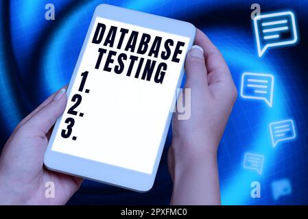 Inspiration showing sign Database Testing, Word Written on involves the retrieved values from the database by the web Stock Photo