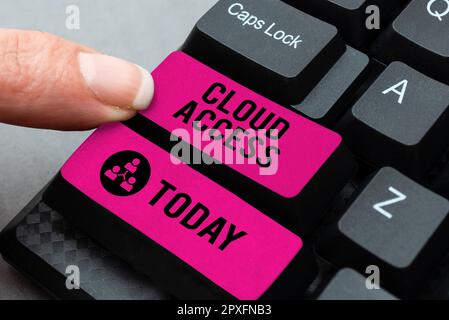 Sign displaying Cloud Access, Business overview Software tool between the organization and the provider Stock Photo
