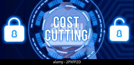 Text sign showing Cost Cutting, Business overview Measures implemented to reduced expenses and improved profit Stock Photo