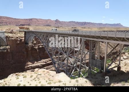 The modern Navajo bridge over the Colorado river in northern Coconino County, Arizona U.S.A. on US Highway 89A between Bitter Springs & Jacob Lake Stock Photo