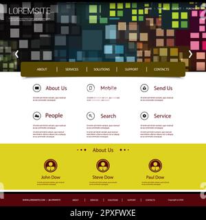 Website Design with Colorful Mosaic Pattern Stock Vector