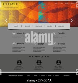 Website Template with Abstract Header Design - Colorful Grungy Pattern Stock Vector