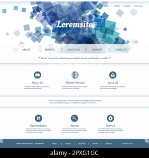 Website Template with Abstract Header Design Stock Vector