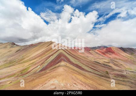 Aerial view of the Rainbow Mountains (Montana de Siete Colores) in Peru ...