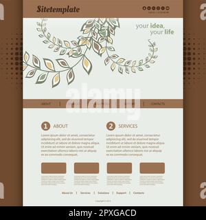 Website Template with Abstract Header Design - Organic Ornaments Pattern Stock Vector