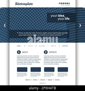 Website Template with Abstract Header Design - Curves Stock Vector