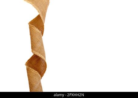 brown curly jute ribbon on white background Stock Photo