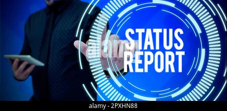 Conceptual display Status Report, Word for Update Summary of situations as of a period of time Stock Photo
