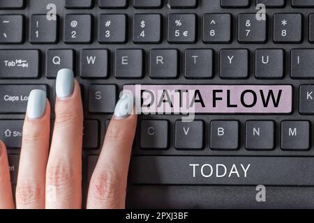 Conceptual caption Data Flow, Conceptual photo the movement of data through a system comprised of software Stock Photo