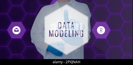 Text caption presenting Data Modeling, Concept meaning process of transferring data between data storage systems Stock Photo