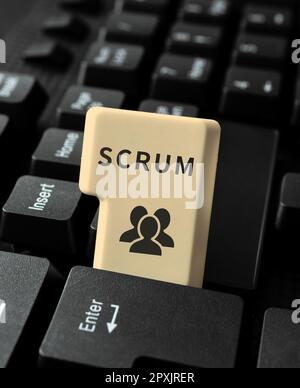 Writing displaying text Scrum, Concept meaning handwriting as distinct from print written characters of play Stock Photo