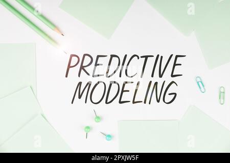 Handwriting text Predictive Modeling, Word Written on maintenance strategy driven by predictive analytics Stock Photo