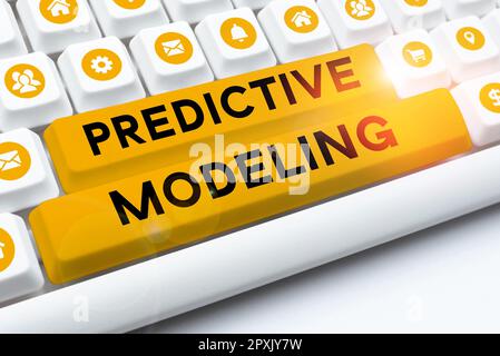 Handwriting text Predictive Modeling, Word Written on maintenance strategy driven by predictive analytics Stock Photo