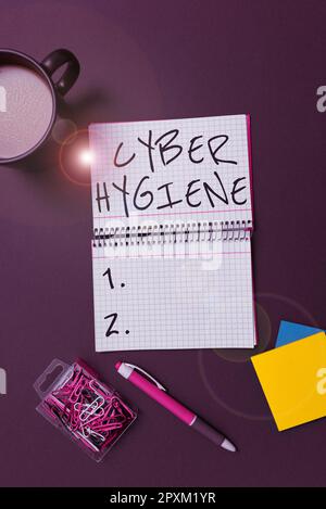 Text sign showing Cyber Hygiene, Business concept steps that computer users take to improve their cyber security Stock Photo