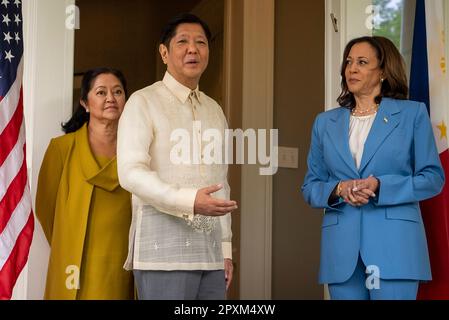 Washington, United States. 02nd May, 2023. U.S. Vice President Kamala Harris and second gentleman Douglas Emhoff, hosts President Ferdinand Marcos of the Philippines and Mrs. Louise Araneta-Marcos for a brunch at the Vice Presidents residence on Marcos' arrival in Washington, DC May 2, 2023 in Washington DC. Photo by Ken Cedeno/Sipa USA Credit: Sipa USA/Alamy Live News Stock Photo