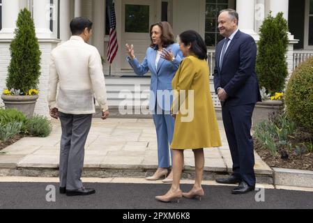 Washington, United States. 02nd May, 2023. U.S. Vice President Kamala Harris and second gentleman Douglas Emhoff host Philippines President Ferdinand Marcos Jr. and Mrs. Louise Araneta-Marcos for a brunch at the Vice President's residence in Washington, DC Tuesday, May 2, 2023 in Washington DC. Photo by Ken Cedeno/UPI Credit: UPI/Alamy Live News Stock Photo