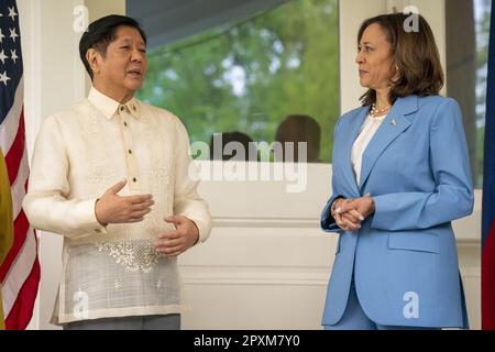 Washington, United States. 02nd May, 2023. U.S. Vice President Kamala Harris talks with Philippines President Ferdinand Marcos Jr. before brunch at the Vice President's residence in Washington, DC Tuesday, May 2, 2023 in Washington DC. Photo by Ken Cedeno/UPI Credit: UPI/Alamy Live News Stock Photo