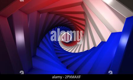 Cyber Futuristic High Speed light zoom. Abstract Light fast night with way space. Abstract tunnel, Corridor with rays of light and new highlights. Stock Photo