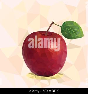 Polygonal red apple in vector Stock Vector