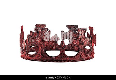 King or Queen's old crown in red blood isolated on white background with clipping path Stock Photo