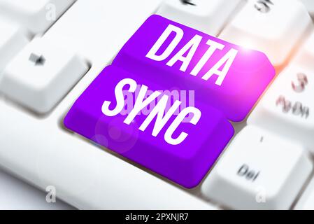 Conceptual caption Data Sync, Internet Concept data that is continuously generated by different sources Stock Photo