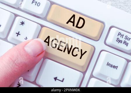 Inspiration showing sign Ad Agency, Business idea business dedicated to creating planning and handling advertising Stock Photo