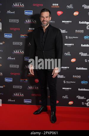 Gethin Jones attending the ARIAS - Audio and Radio Industry Awards, at the Theatre Royal Drury Lane, London. Picture date: Tuesday May 2, 2023. Stock Photo