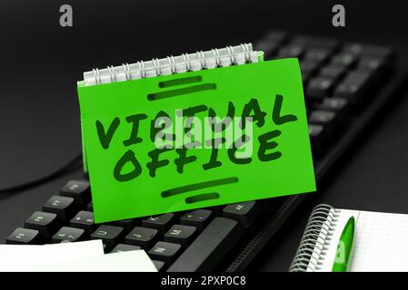 Text sign showing Virtual Office. Conceptual photo Mobile work ...