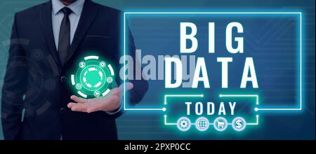 Conceptual caption Big Data, Word for sets that so complex that traditional software cant deal with them Stock Photo