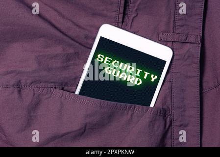 Text sign showing Security Guard, Word for tools used to manage multiple security applications Stock Photo