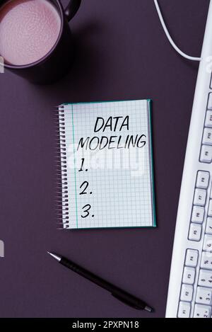 Handwriting text Data Modeling, Internet Concept process of transferring data between data storage systems Stock Photo