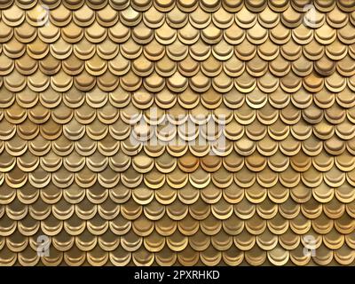 golden metal scales abstract Curve pattern background Stock Photo