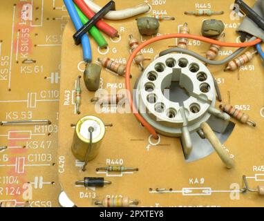 Vintage TV circuit board components Stock Photo