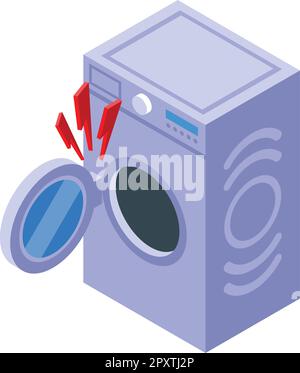 Broken wash machine icon isometric vector. Job tool. Home work Stock Vector