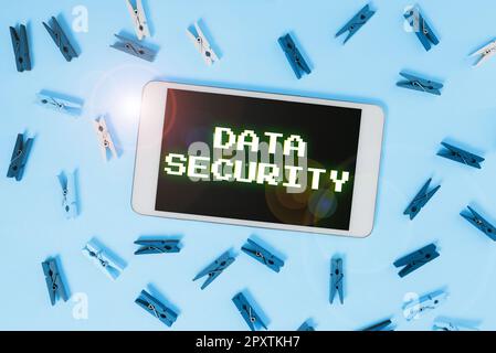 Sign displaying Data Security, Business concept Confidentiality Disk Encryption Backups Password Shielding Stock Photo