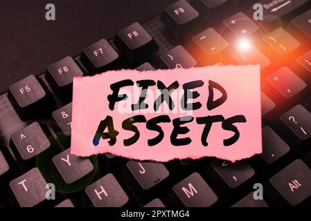 Sign displaying Fixed Assets, Internet Concept long-term tangible piece of property or equipment a firm owns Stock Photo