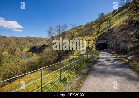 The entrance to the Cressbrook Tunnel on the Monsal Trail, Peak District National Park, Derbyshire, England Stock Photo