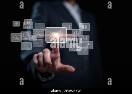 Digital analysis business transformation technology strategy. Big data optimize Stock Photo