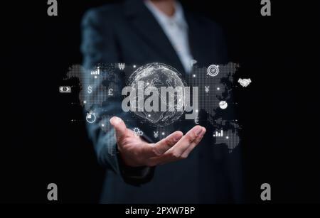Digital analysis business transformation technology strategy. Big data optimize Stock Photo
