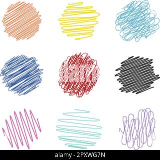 Hand drawn scribble doodle sketch element pencil art design outline stroke illustration Stock Vector